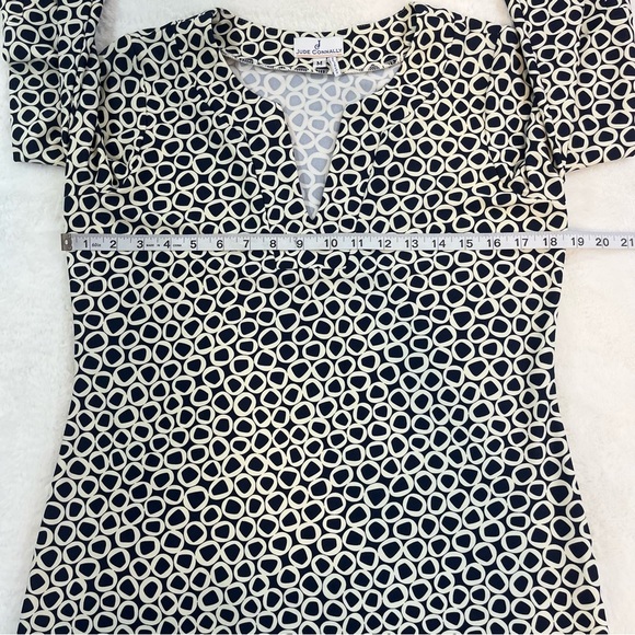 Jude Connally Medium MEGAN Tunic DRESS Blue Print  3/4 SLEEVES V-Neck Stretch - Picture 10 of 12